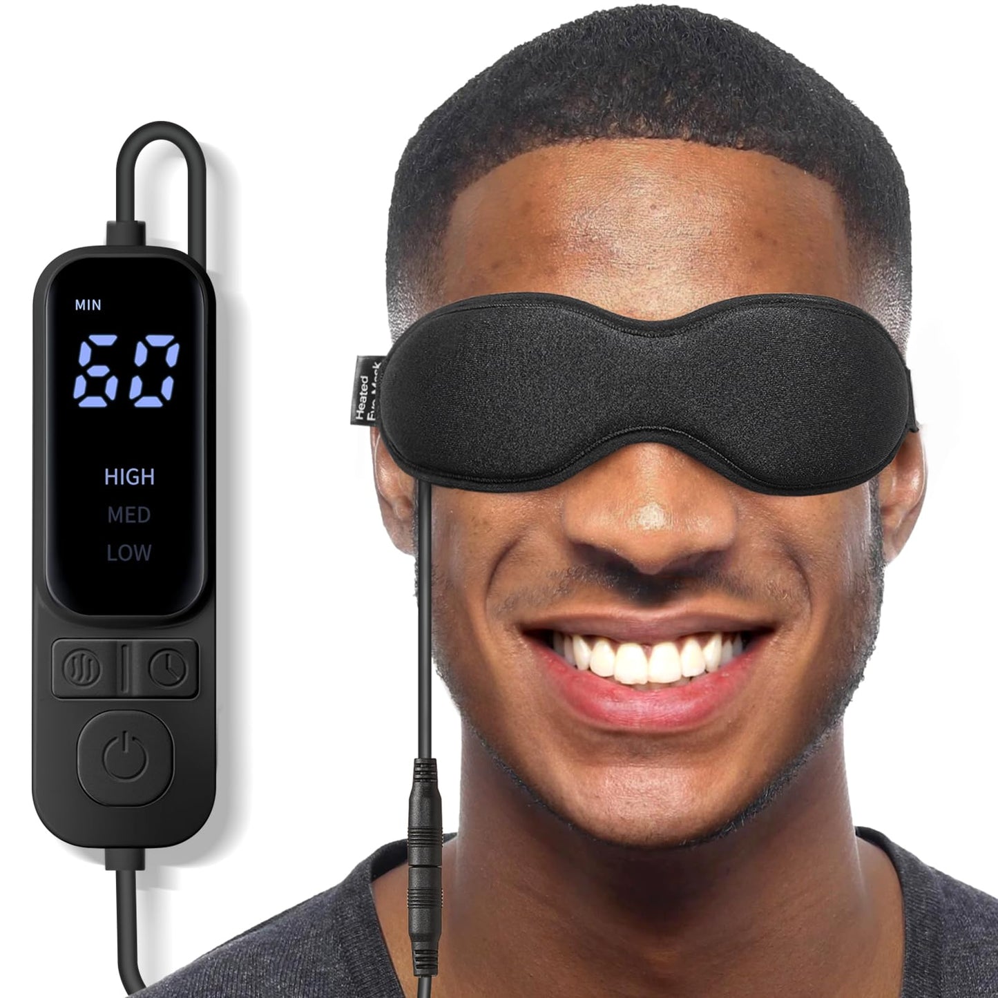 Umisleep Heated Eye Mask for Dry Eyes USB Electric Eye Heating Pad with Storage Bag Soothing Warm Eye Compress Mask for Stye Migraine 3 Heat & 4 Timing Settings