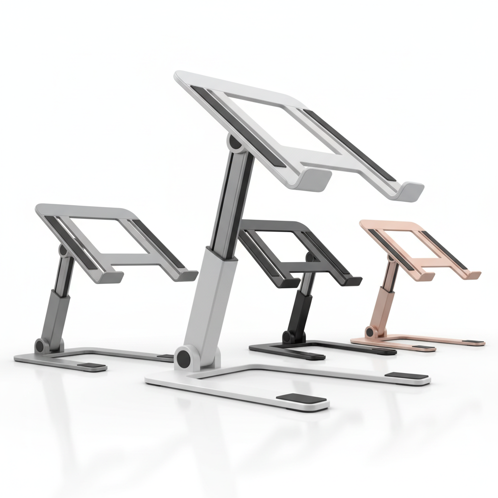 Adjustable ergonomic laptop stand on white background