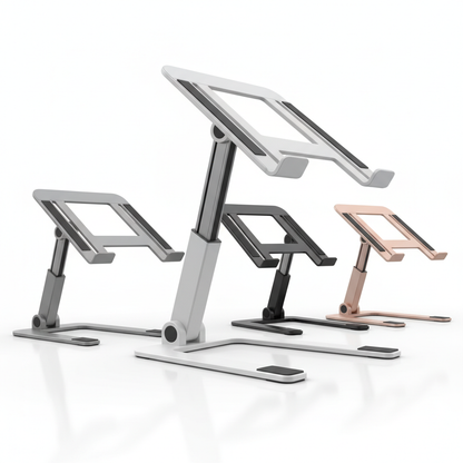 Adjustable ergonomic laptop stand on white background